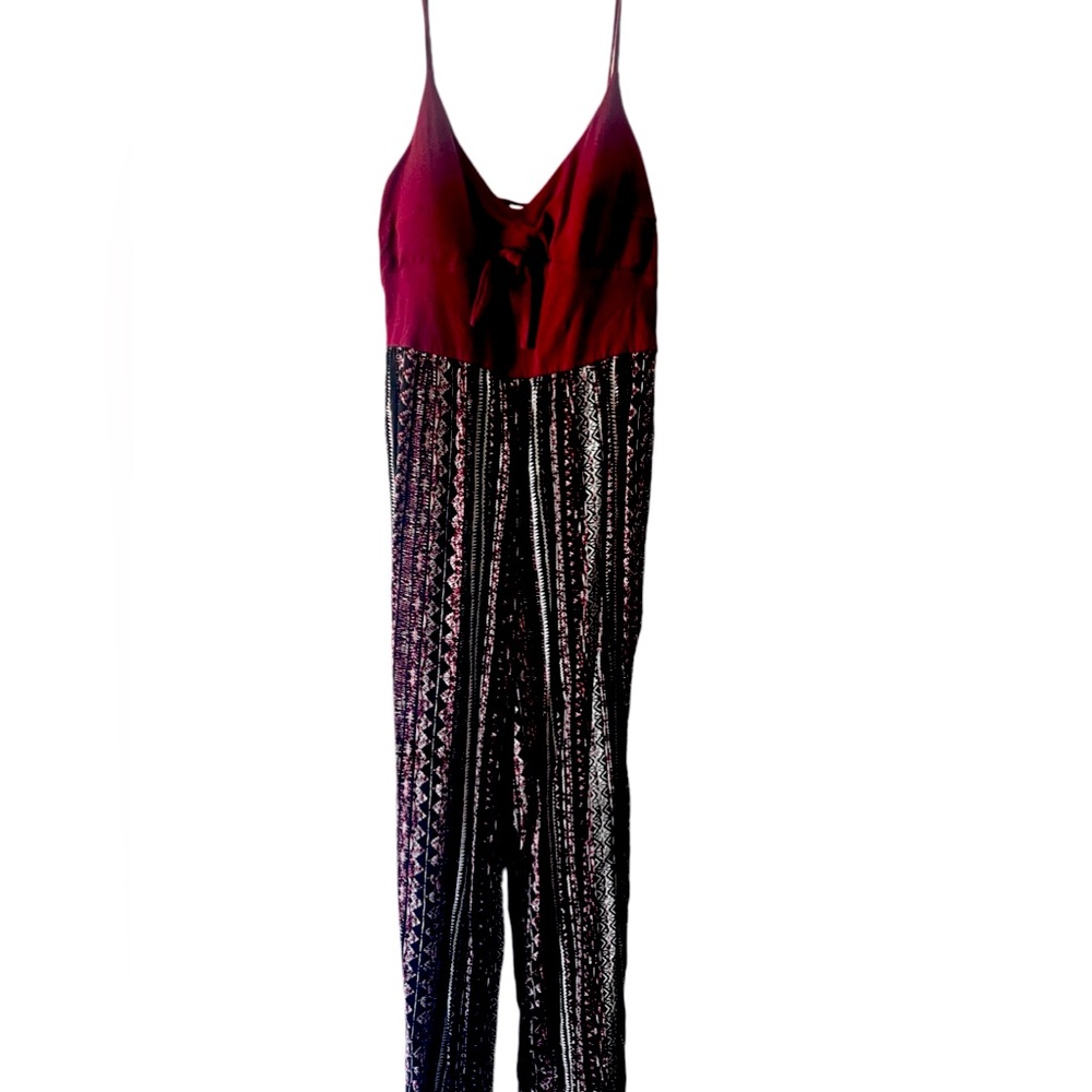 No Boundaries Tie Front Jumpsuit Marron Size 15-17